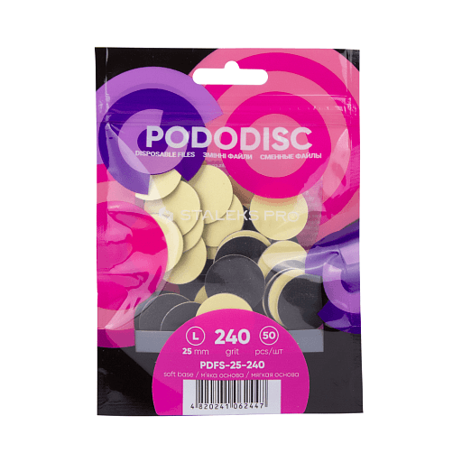 Jednorázové pilníky na měkkém podkladu pro pedikúru PODODISC STALEKS PRO L 240 grit (50 kus)