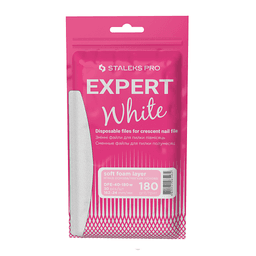 Jednorázový bílý pilník půlměsíc EXPERT 40 180 grit 30 kus DFE-40-180w